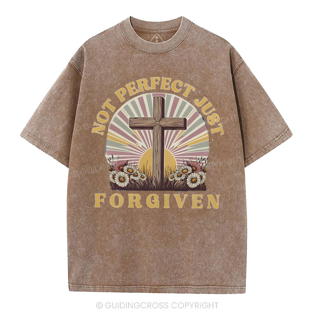 Not Perfect Just Forgiven Christian Washed T-Shirt