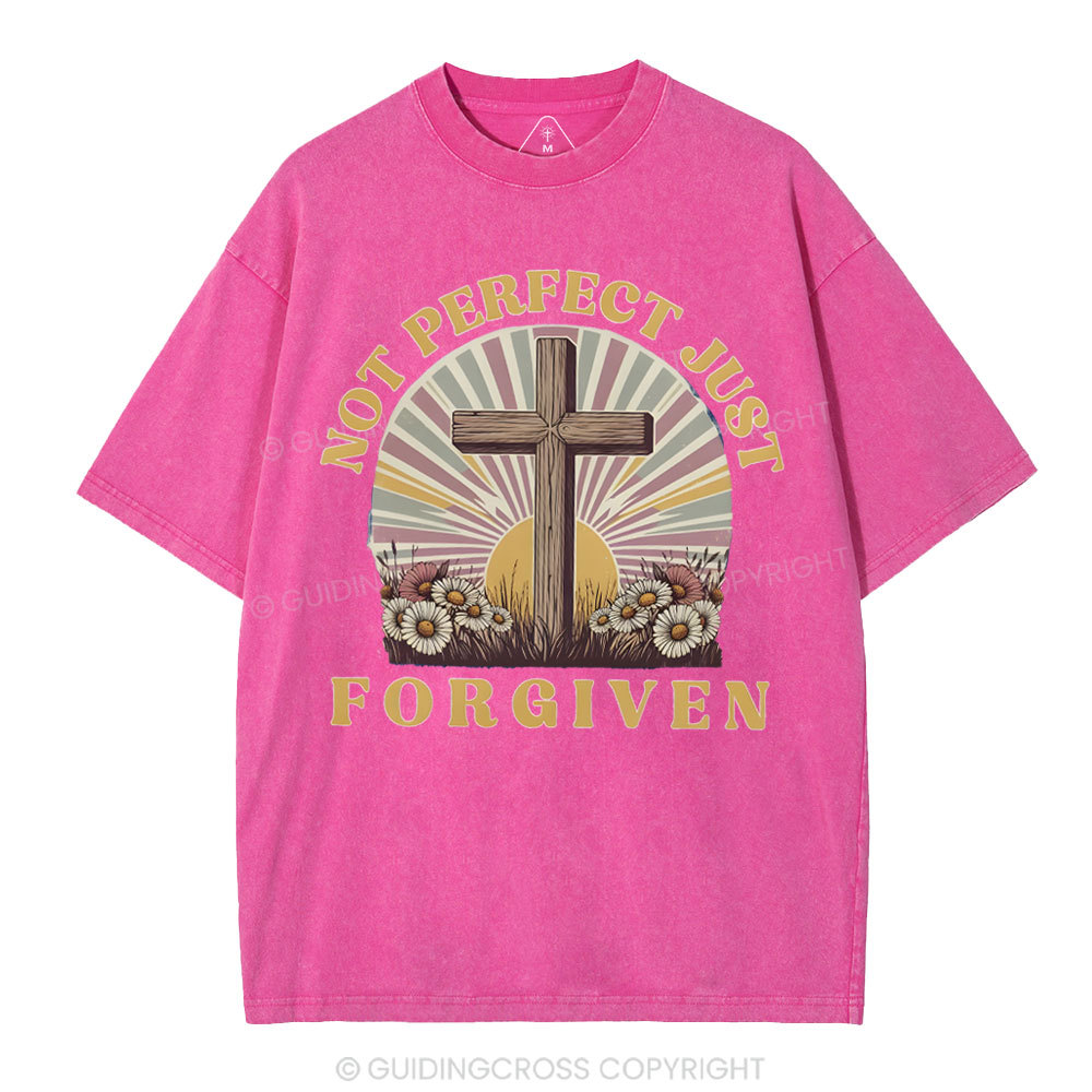 Not Perfect Just Forgiven Christian Washed T-Shirt