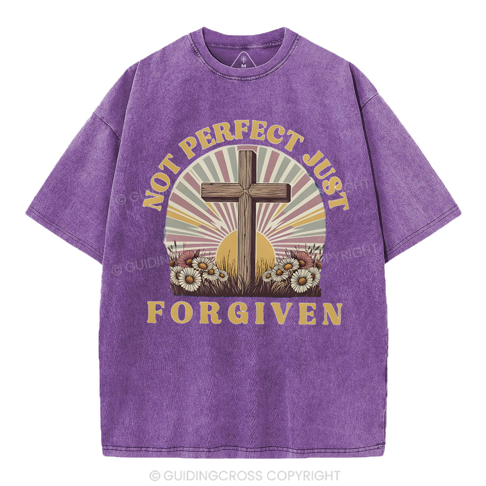 Not Perfect Just Forgiven Christian Washed T-Shirt