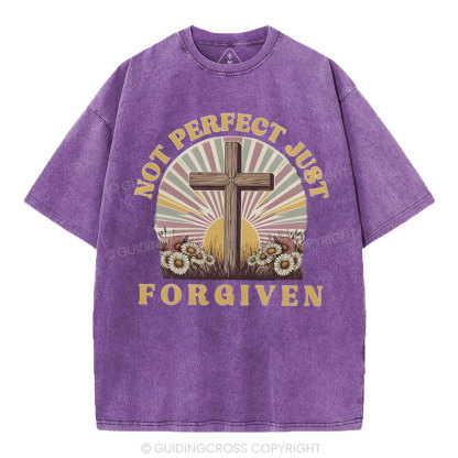 Not Perfect Just Forgiven Christian Washed T-Shirt