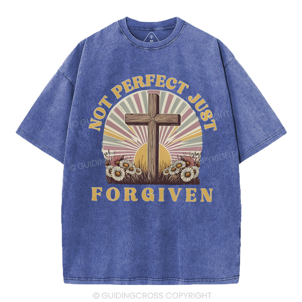 Not Perfect Just Forgiven Christian Washed T-Shirt