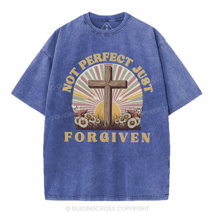 Not Perfect Just Forgiven Christian Washed T-Shirt