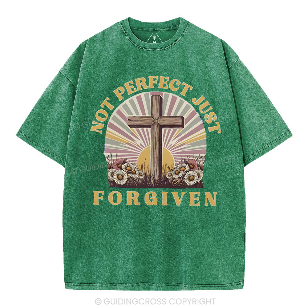Not Perfect Just Forgiven Christian Washed T-Shirt