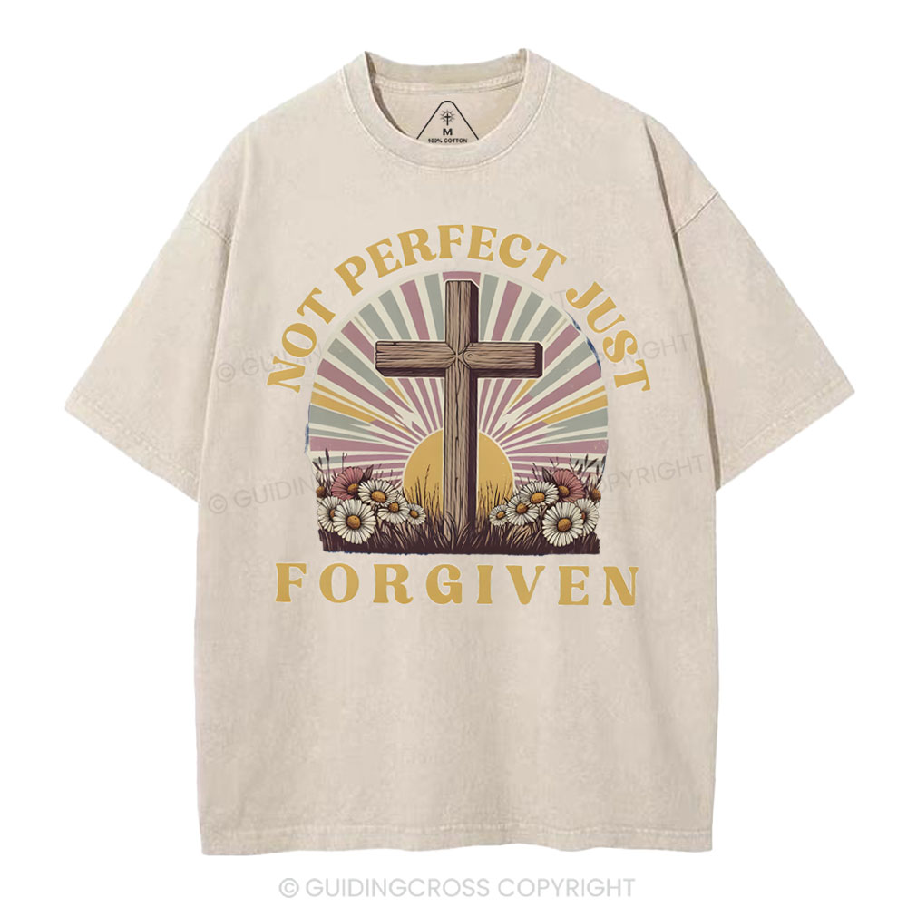 Not Perfect Just Forgiven Christian Washed T-Shirt