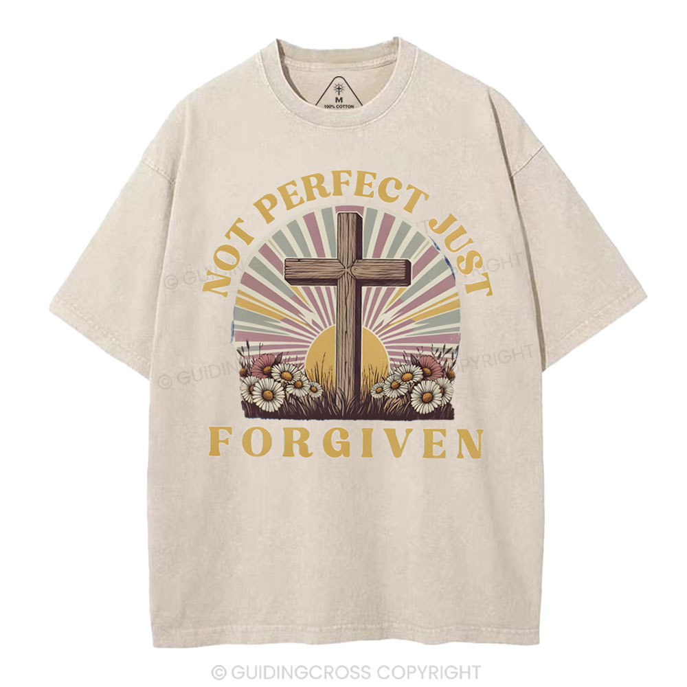 Not Perfect Just Forgiven Christian Washed T-Shirt