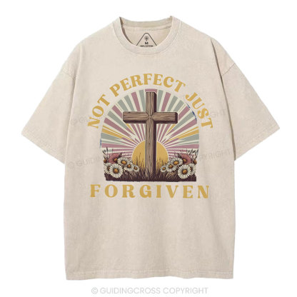 Not Perfect Just Forgiven Christian Washed T-Shirt