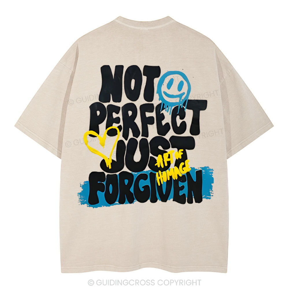 Not Perfect Just Forgiven Christian Washed T-Shirt