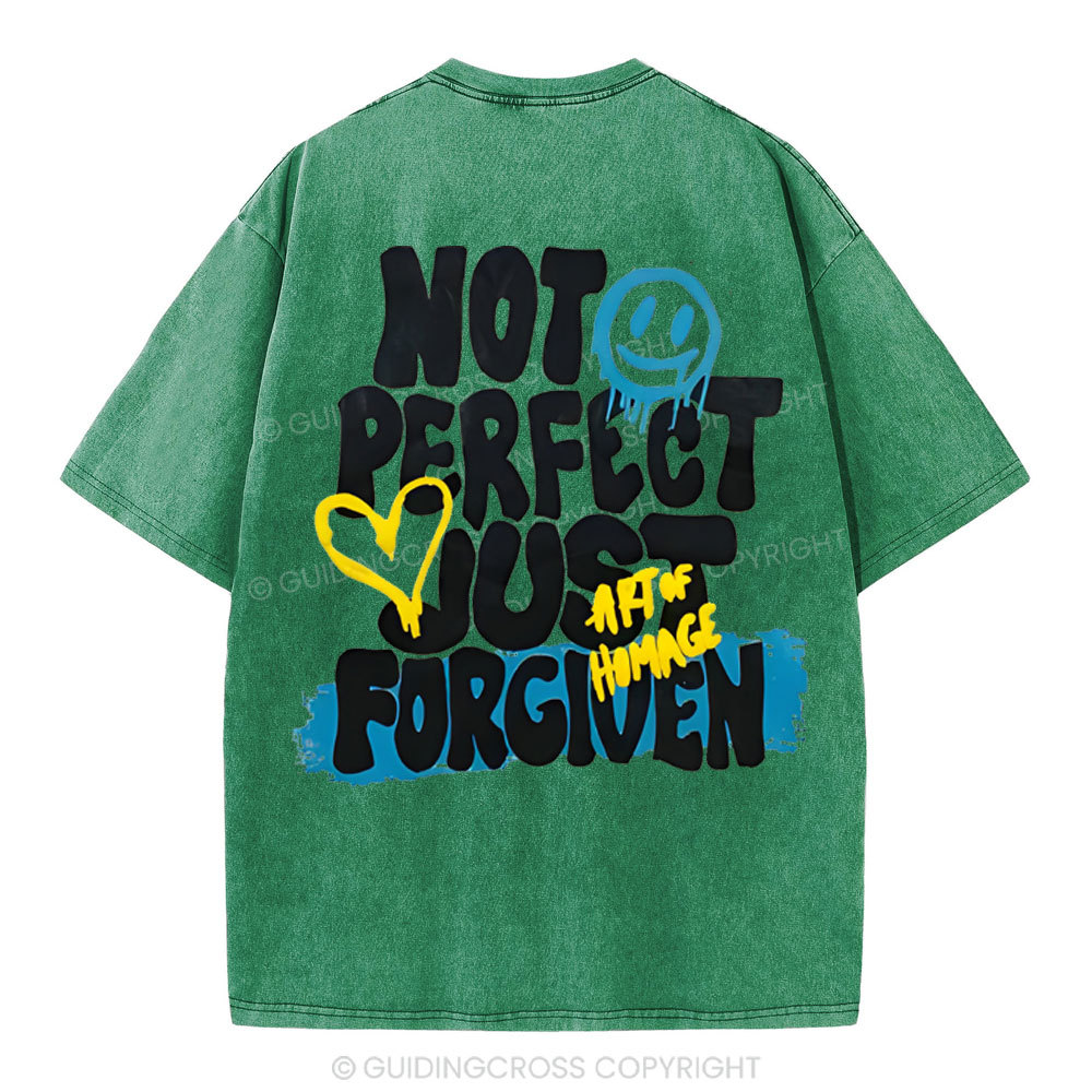Not Perfect Just Forgiven Christian Washed T-Shirt