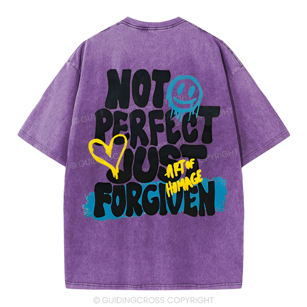 Not Perfect Just Forgiven Christian Washed T-Shirt