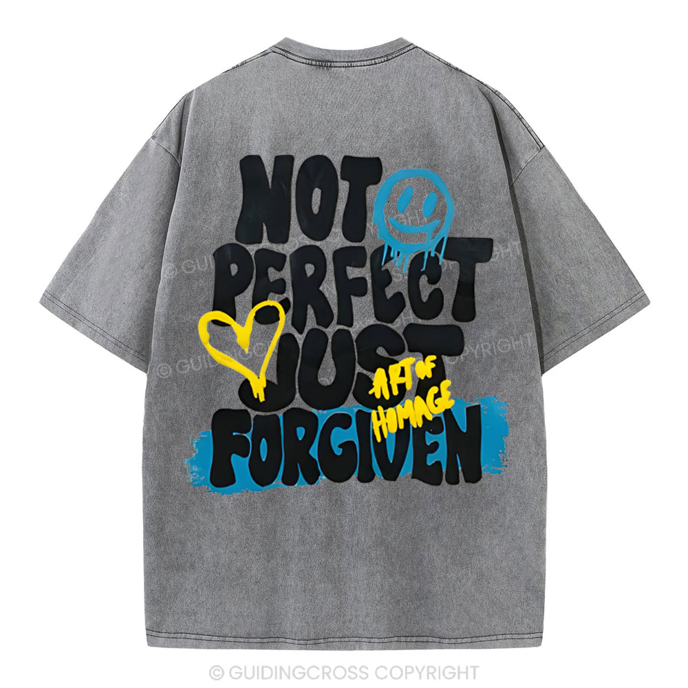 Not Perfect Just Forgiven Christian Washed T-Shirt