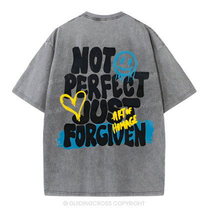 Not Perfect Just Forgiven Christian Washed T-Shirt