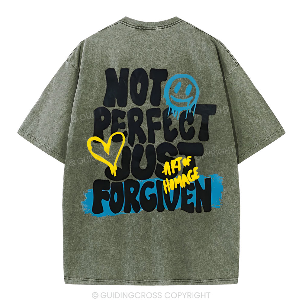 Not Perfect Just Forgiven Christian Washed T-Shirt