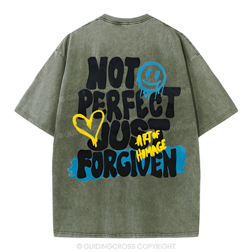 Not Perfect Just Forgiven Christian Washed T-Shirt