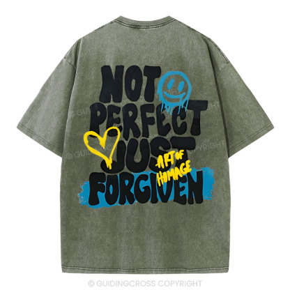 Not Perfect Just Forgiven Christian Washed T-Shirt