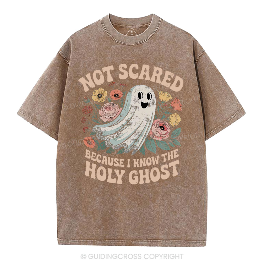 Not Scared Because I Know The Holy Chost Christian Washed T-Shirt