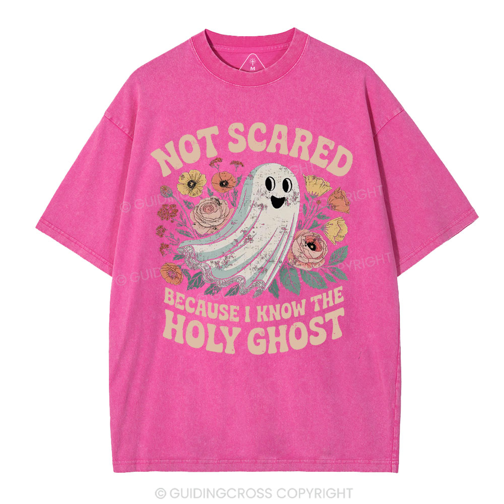 Not Scared Because I Know The Holy Chost Christian Washed T-Shirt