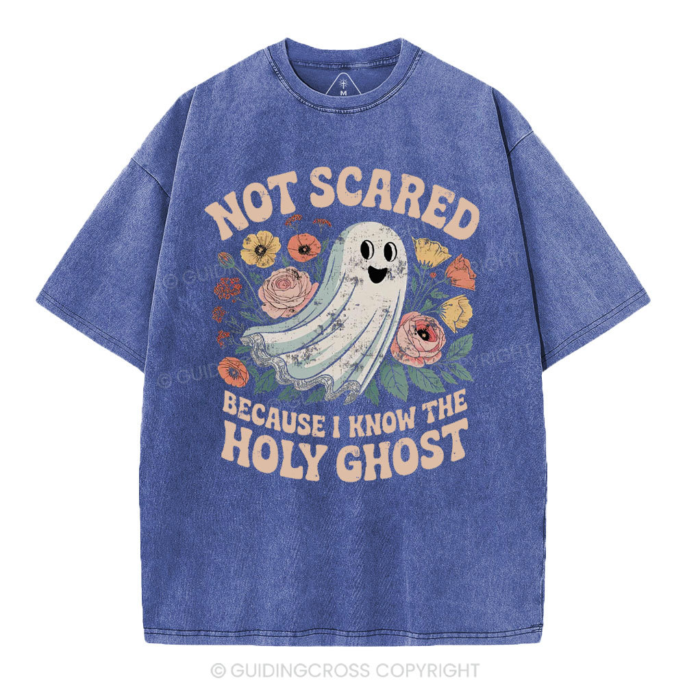 Not Scared Because I Know The Holy Chost Christian Washed T-Shirt