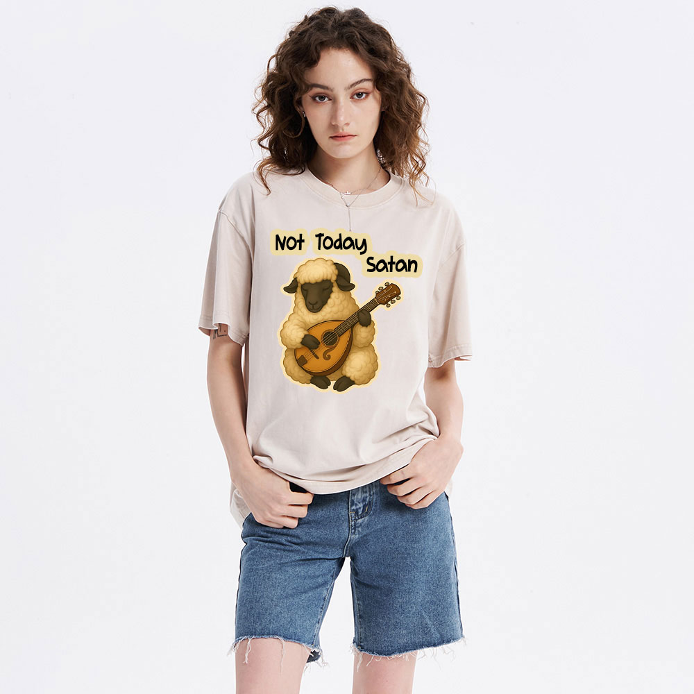 Not Today Satan Christian Washed T-Shirt