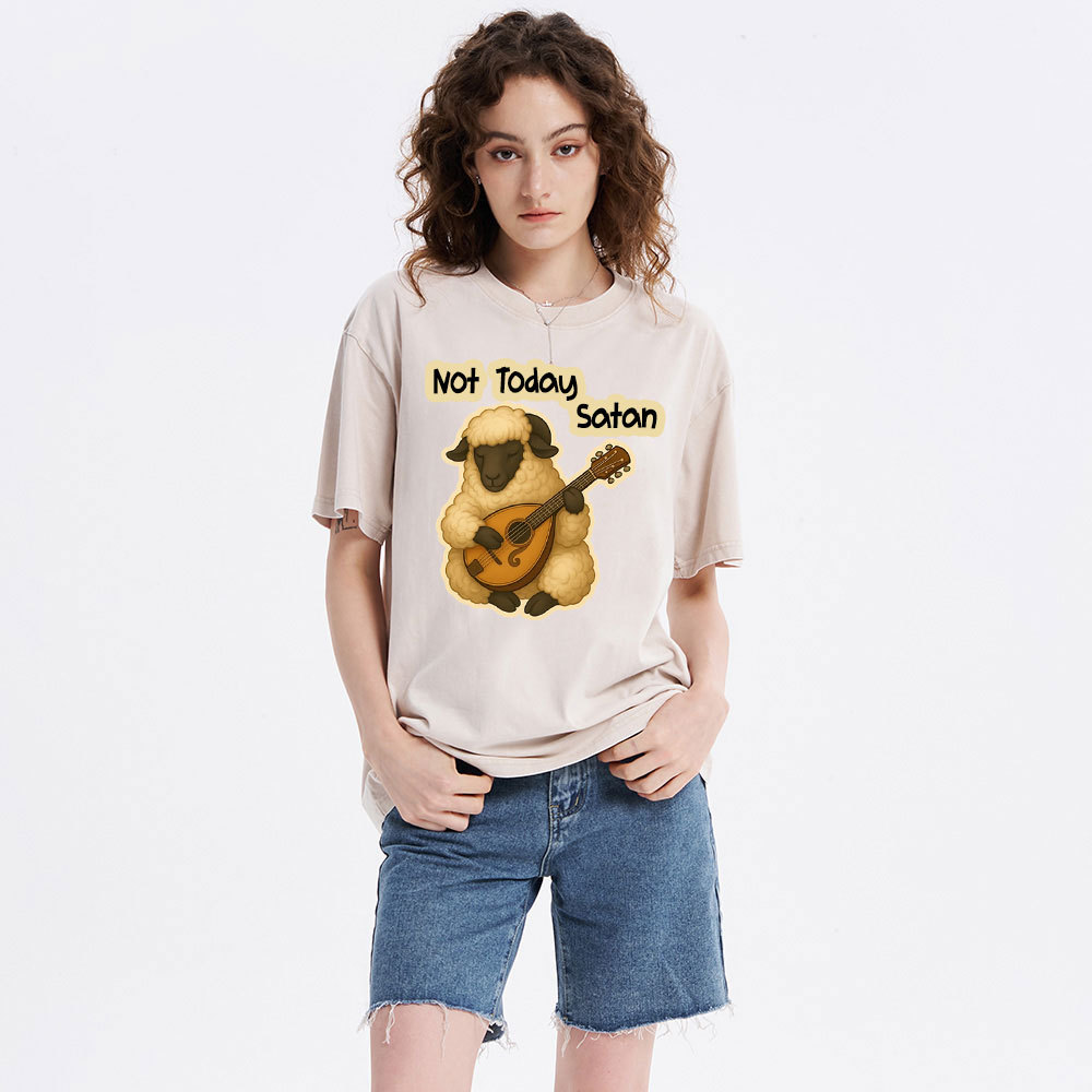 Not Today Satan Christian Washed T-Shirt