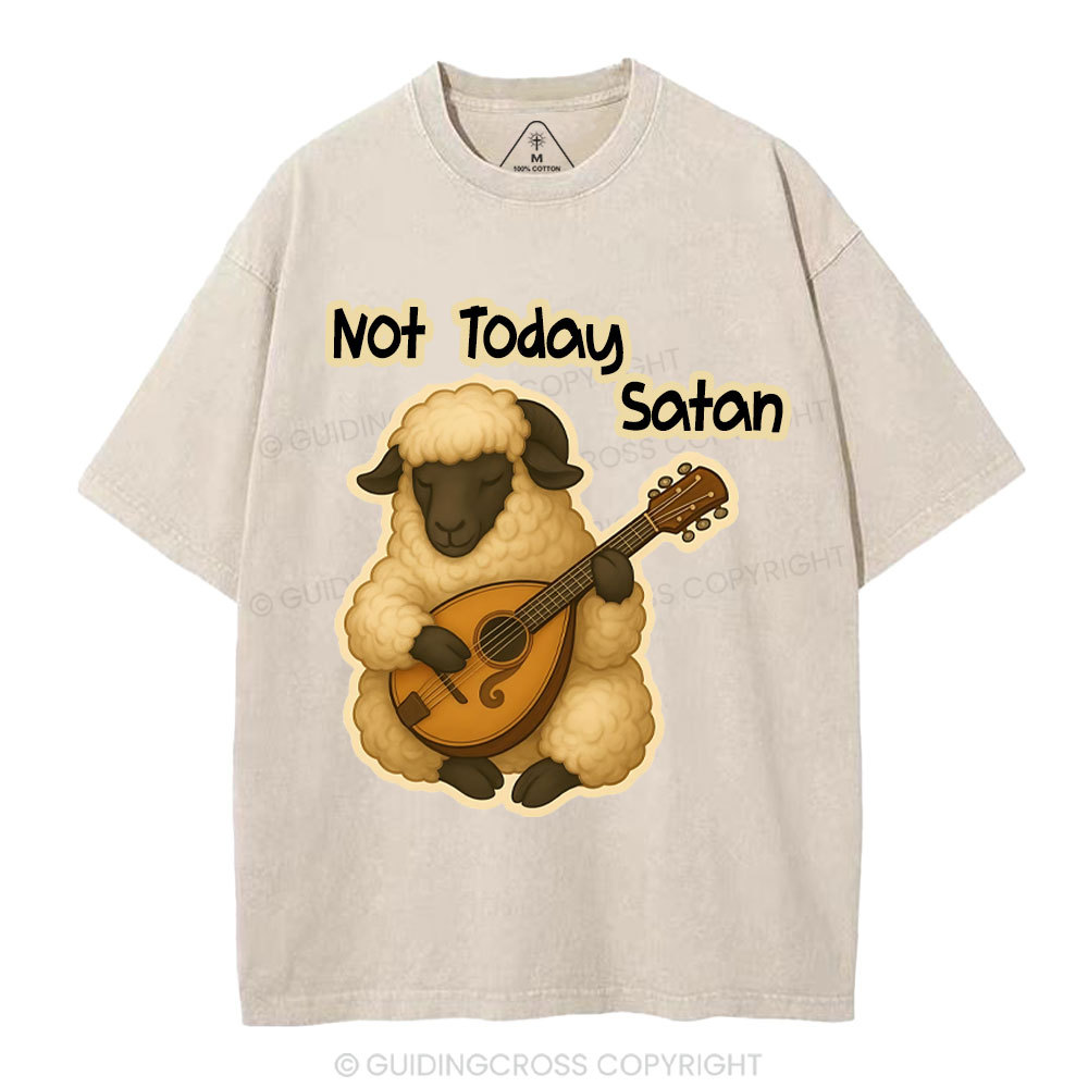 Not Today Satan Christian Washed T-Shirt