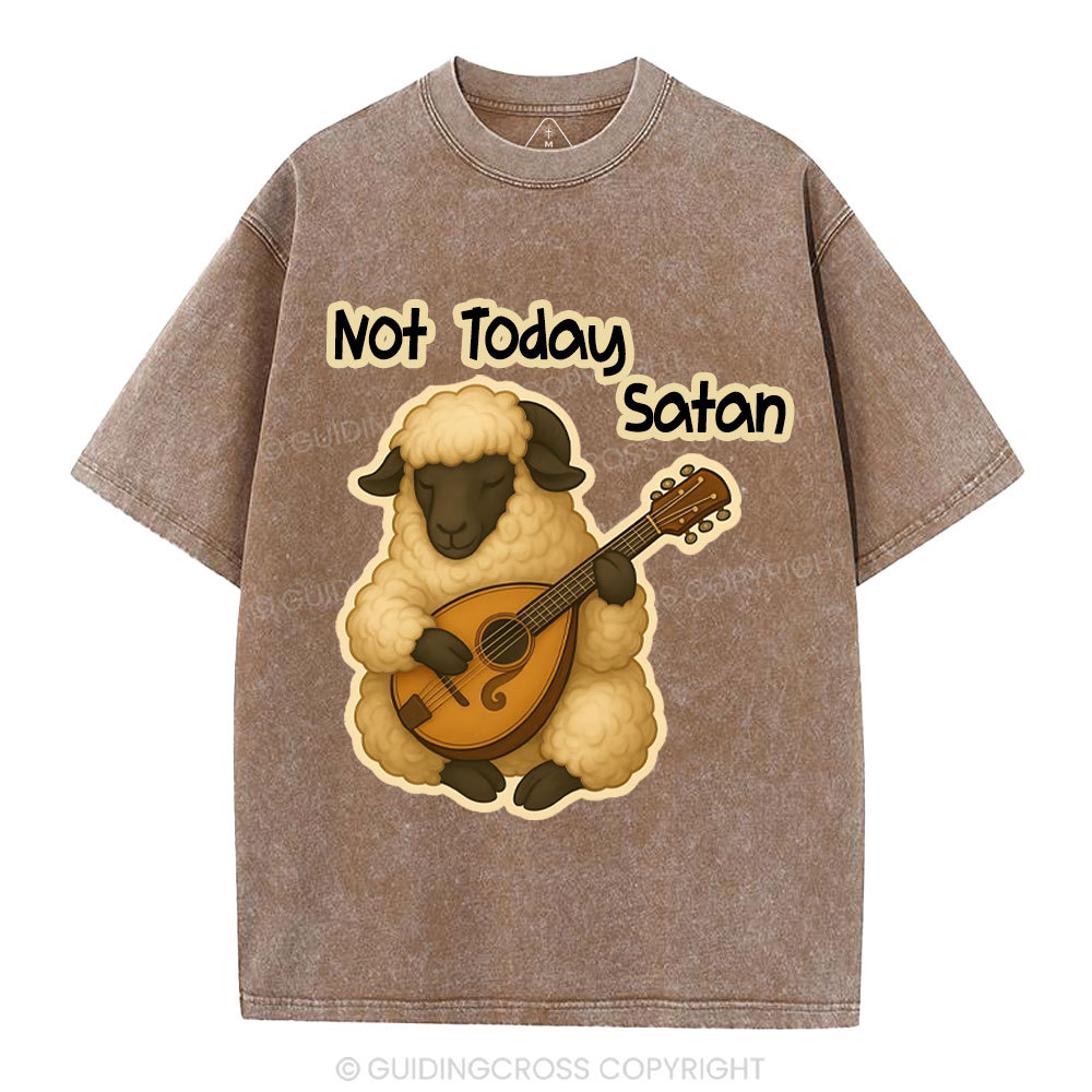 Not Today Satan Christian Washed T-Shirt