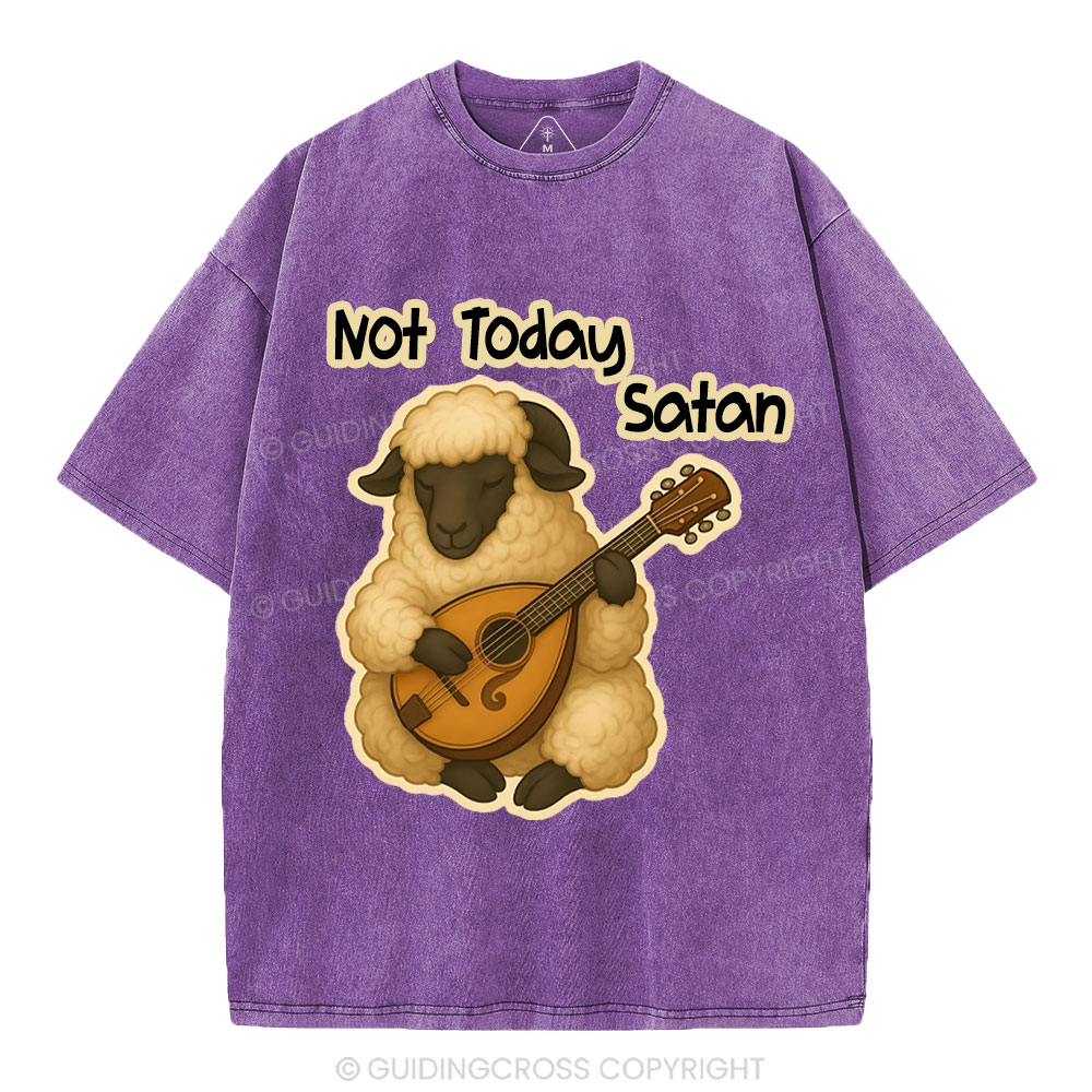 Not Today Satan Christian Washed T-Shirt