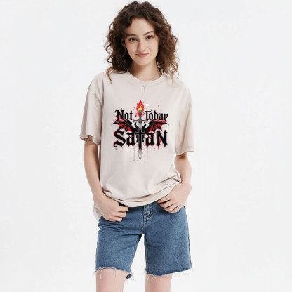 Not Today Satan Christian Washed T-Shirt