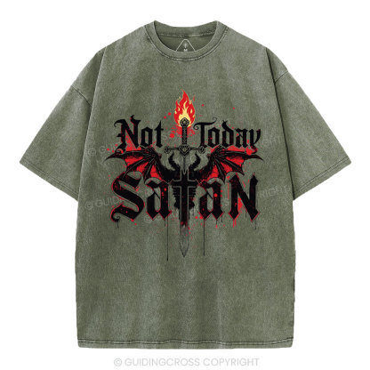 Not Today Satan Christian Washed T-Shirt