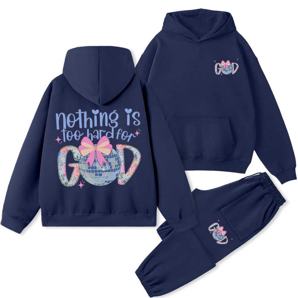Nothing Is Too Harf For God Christian Premium Fleece Hoodie Set