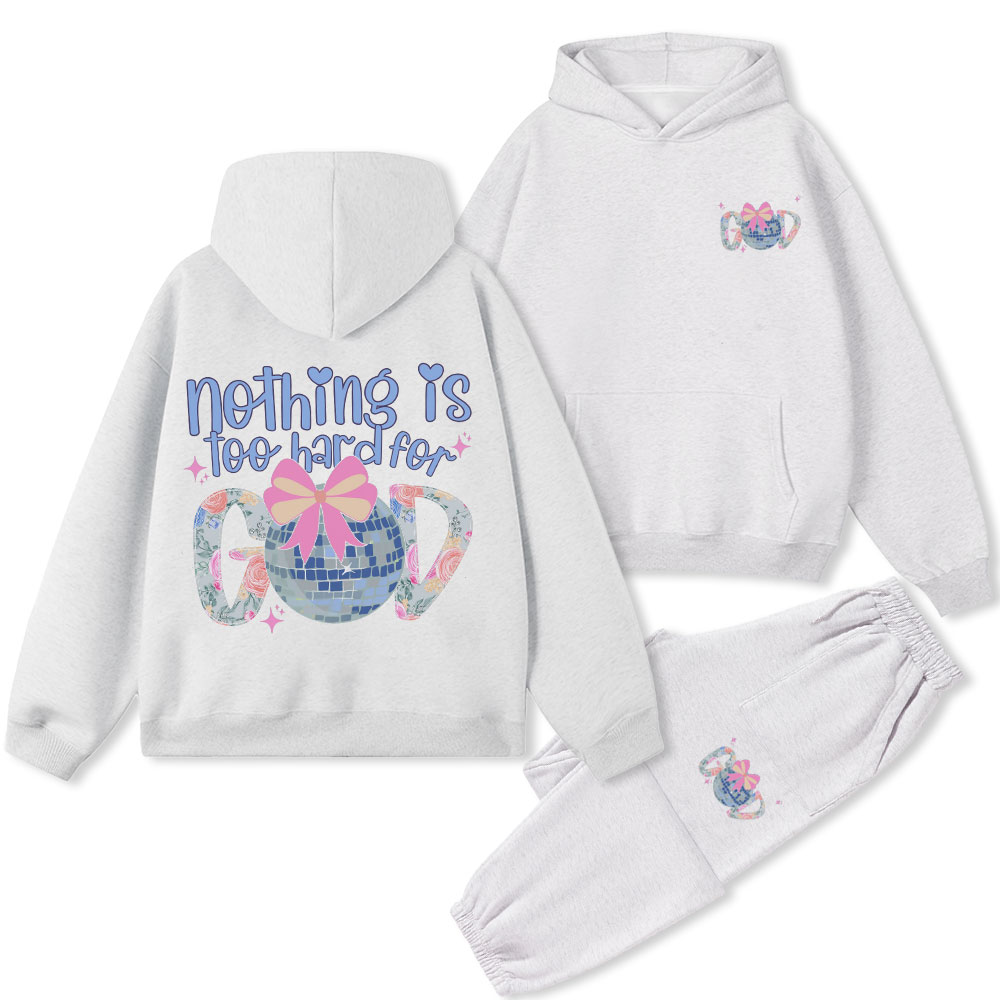 Nothing Is Too Harf For God Christian Premium Fleece Hoodie Set