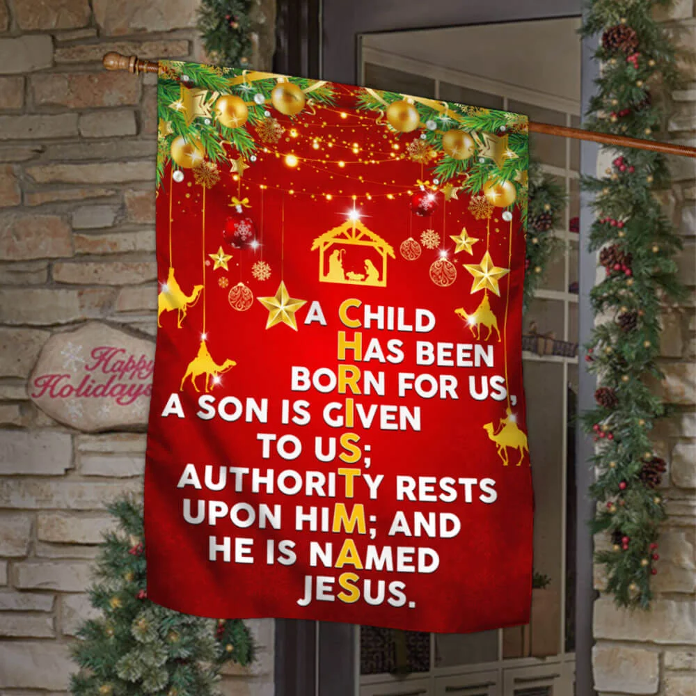 He Is Named Jesus Christmas Flag