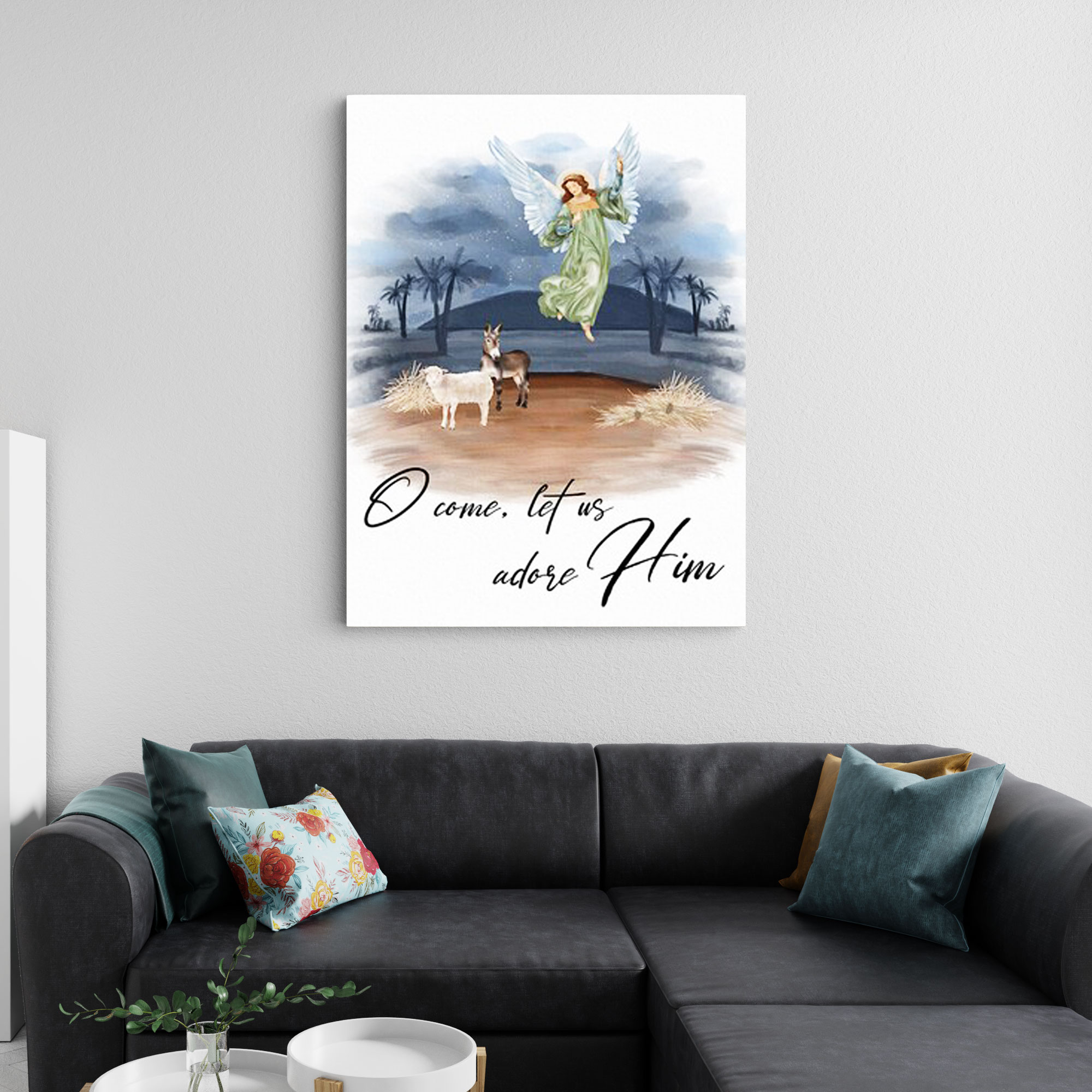 O Come Let Us Adore Him Christian Canvas Wall Art