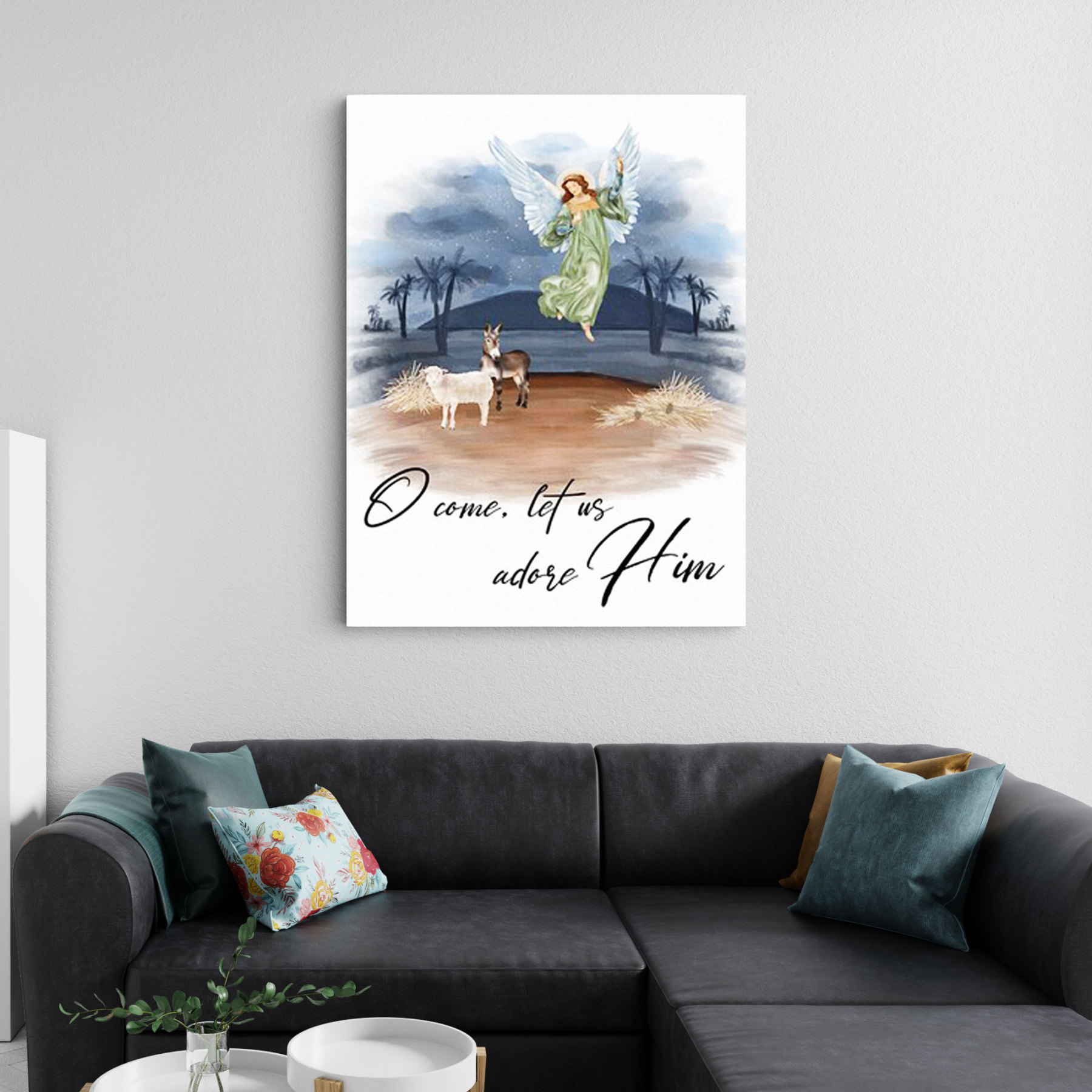 O Come Let Us Adore Him Christian Canvas Wall Art