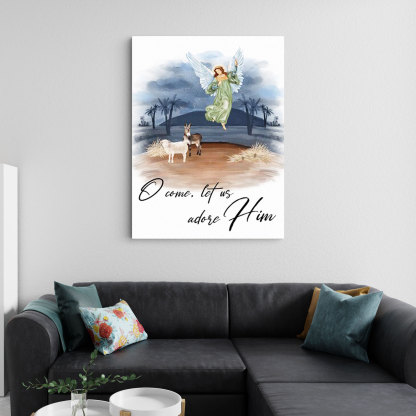 O Come Let Us Adore Him Christian Canvas Wall Art
