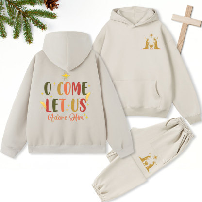 O Come Let Us Adore Him Christian Fleece Hoodie Set