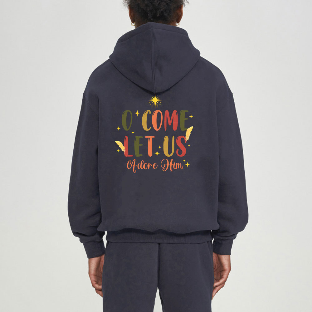 O Come Let Us Adore Him Christian Fleece Hoodie Set