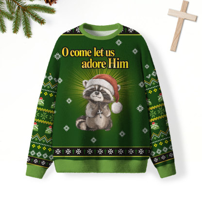 O Come Let Us Adore Him Christian Lightweight Sweater