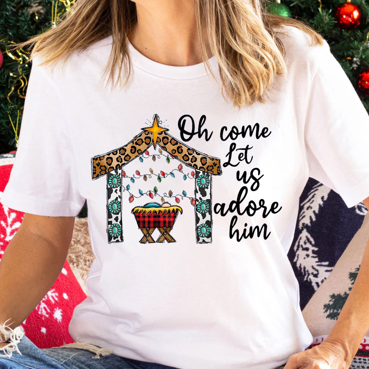 O Come Let Us Adore Him Christian T-Shirt