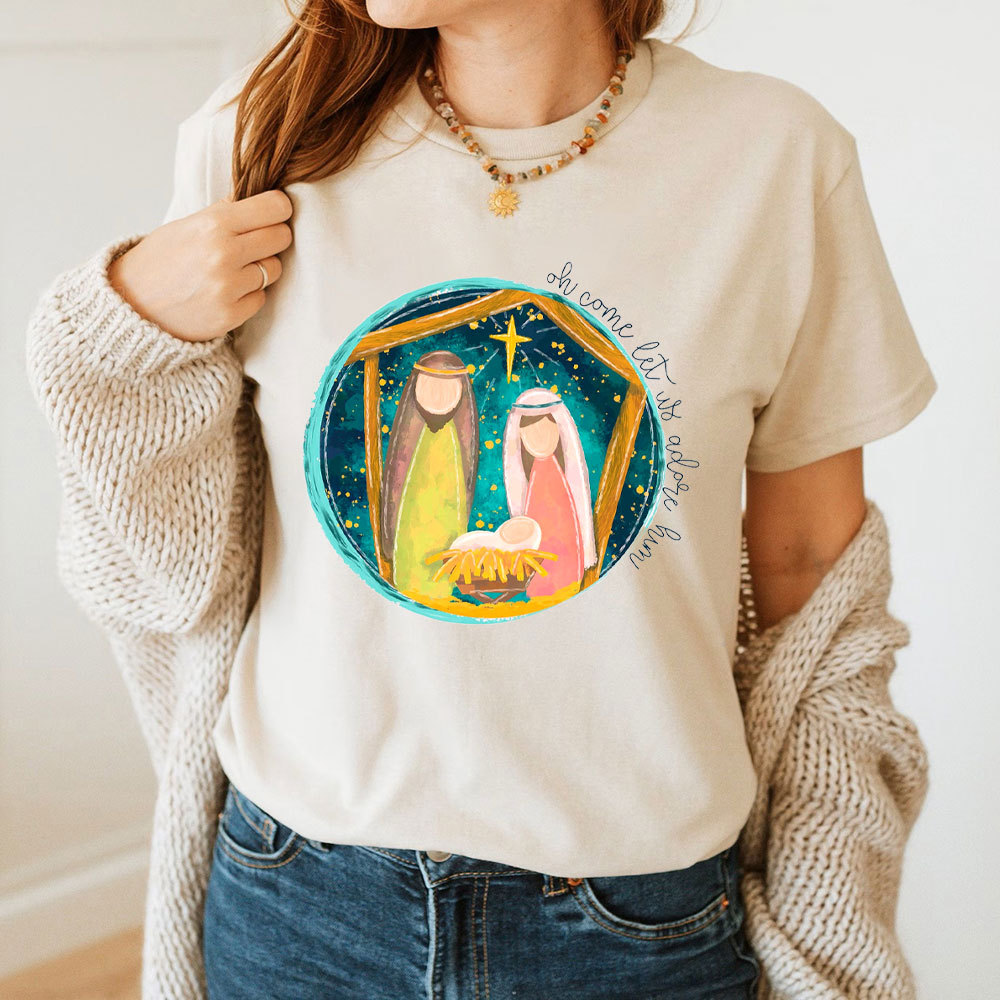 O Come Let Us Adore Him Christian T-Shirt