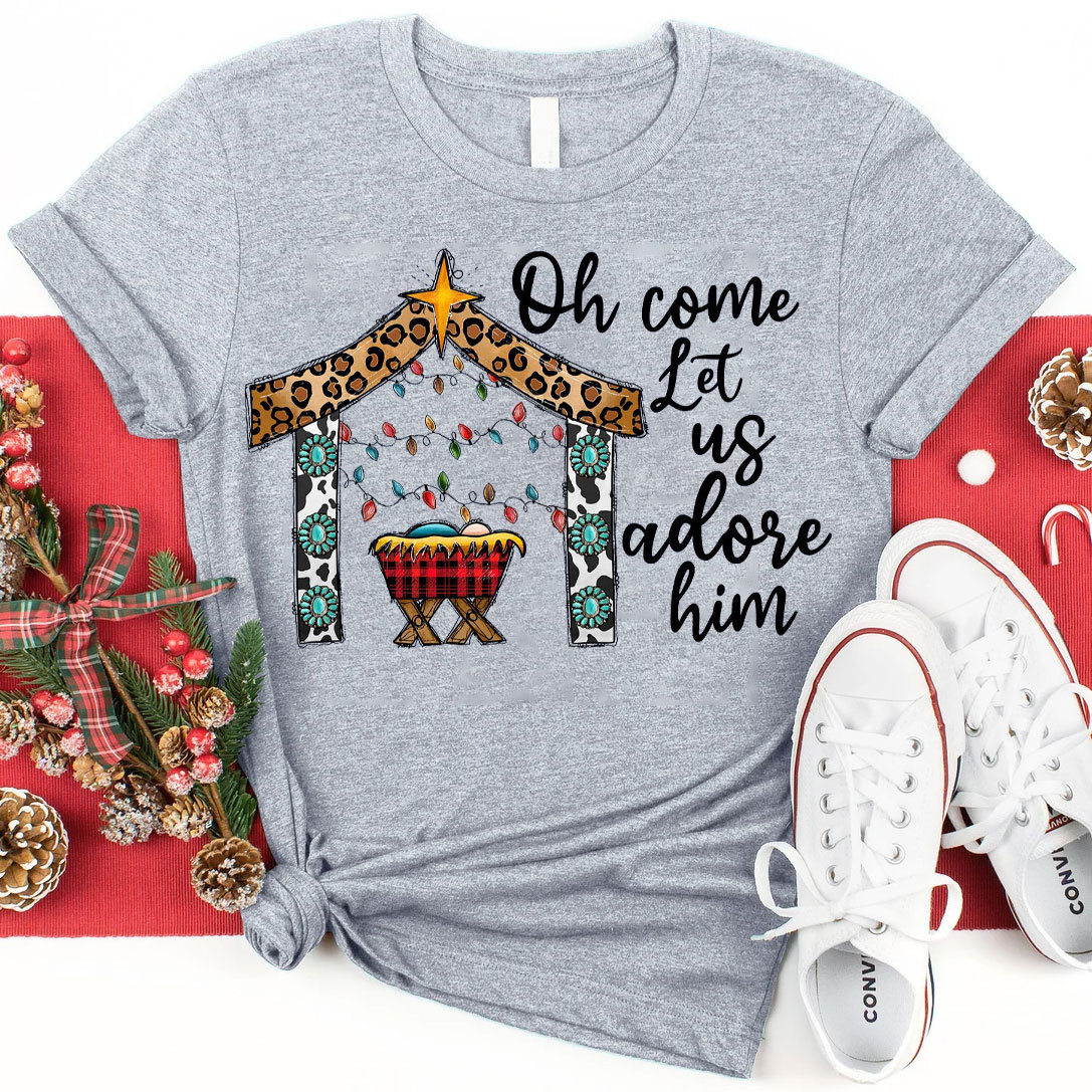 O Come Let Us Adore Him Christian T-Shirt