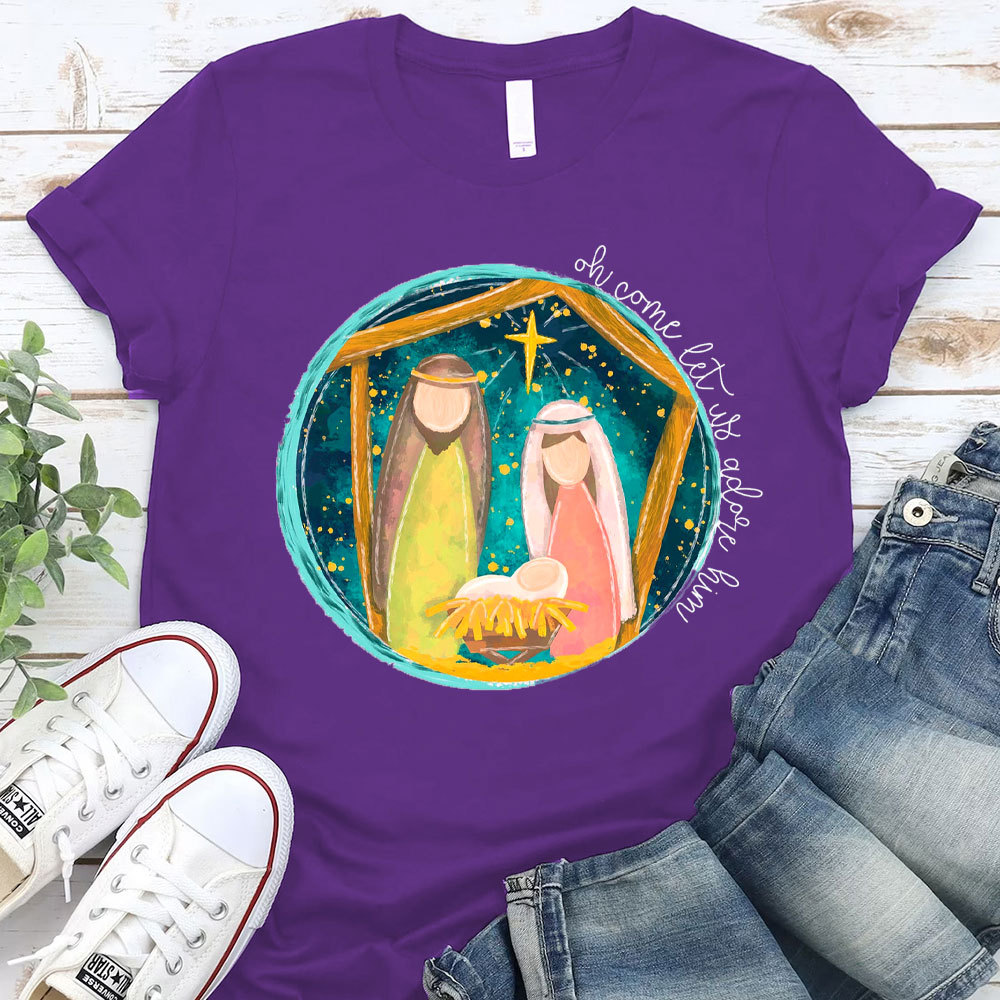 O Come Let Us Adore Him Christian T-Shirt