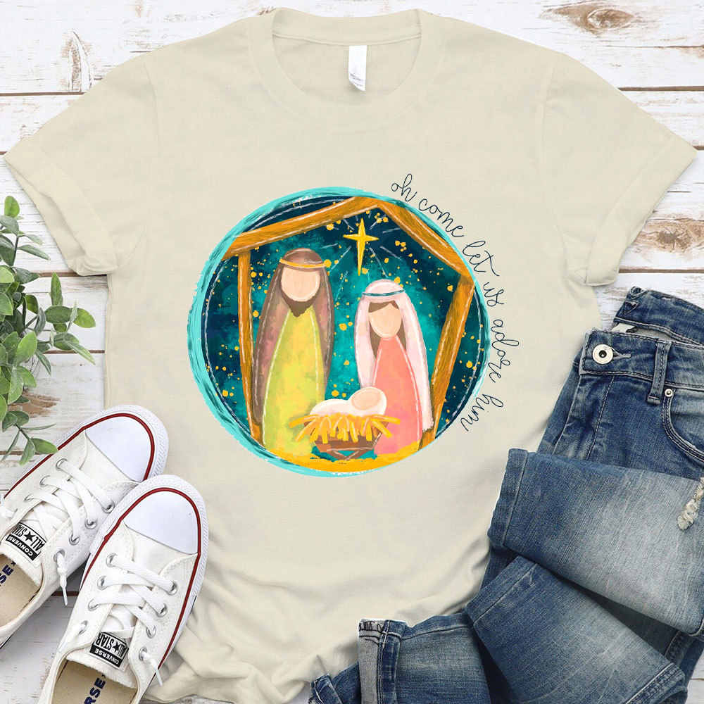 O Come Let Us Adore Him Christian T-Shirt