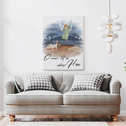 O Come Let Us Adore Him Christian Canvas Wall Art