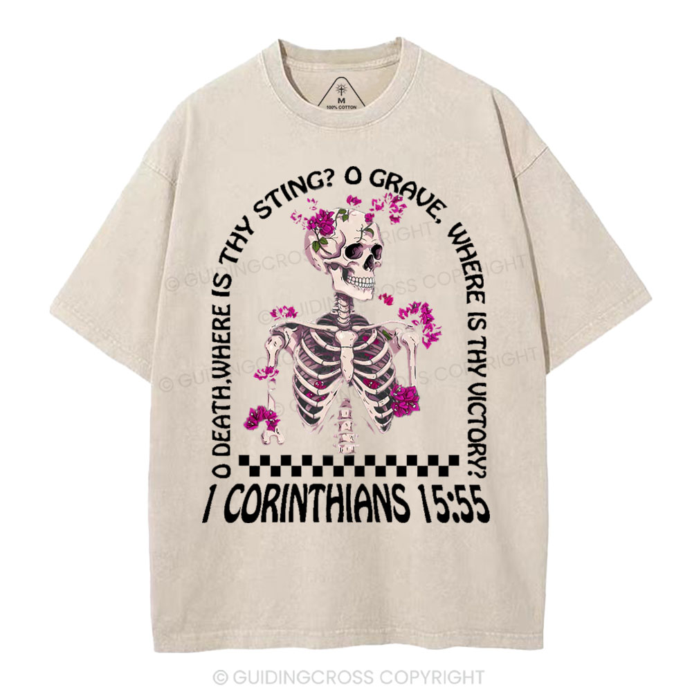 O Death Where Is Thy Sting Christian Washed T-Shirt
