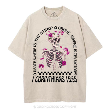 O Death Where Is Thy Sting Christian Washed T-Shirt