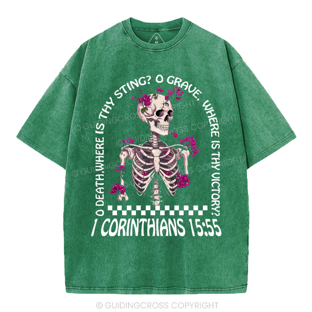 O Death Where Is Thy Sting Christian Washed T-Shirt