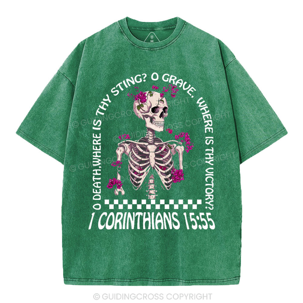 O Death Where Is Thy Sting Christian Washed T-Shirt