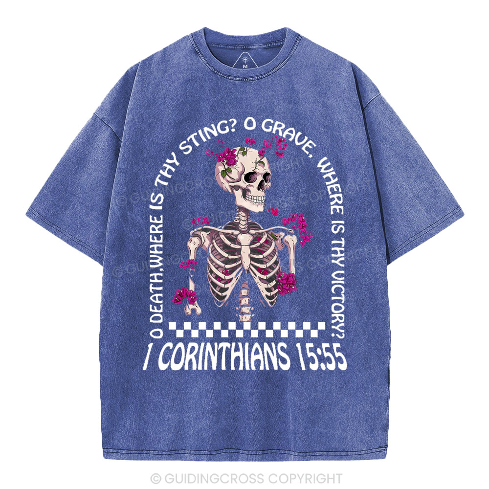 O Death Where Is Thy Sting Christian Washed T-Shirt