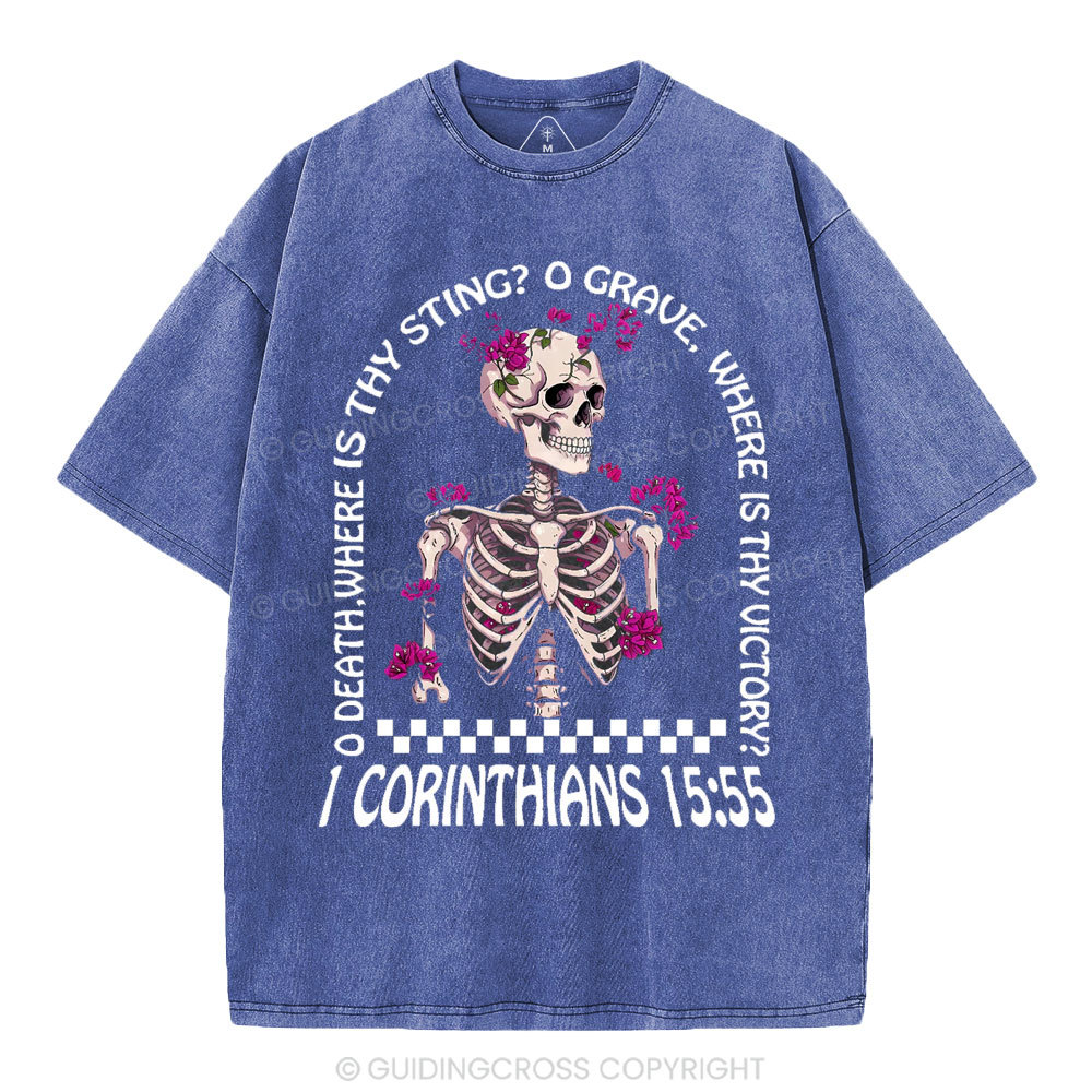 O Death Where Is Thy Sting Christian Washed T-Shirt