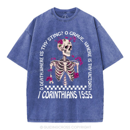 O Death Where Is Thy Sting Christian Washed T-Shirt